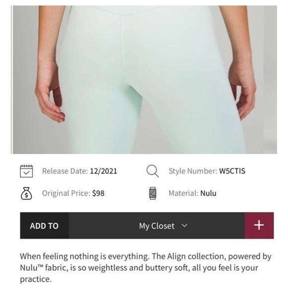 Lululemon Align 28 inch Delicate Mint size 8 - Picture 2 of 6